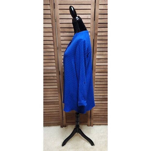Paradis Forever Womens Size Large Long-Sleeve Tunic Shirt Blue Button-Up Blouse - Picture 6 of 7